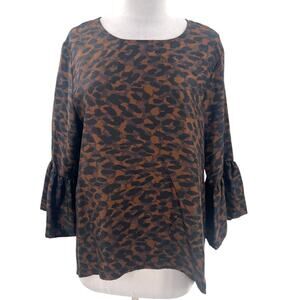 LaRoque original Ivy leopard print bell sleeve silk blouse OS